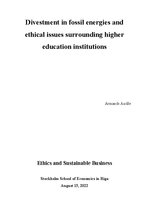 Research Papers 'Divestment in fossil energies and ethical issues surrounding higher education in', 1.