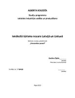 Research Papers 'Ienākošā tūrisma nozare Latvijā un Lietuvā', 1.