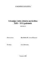 Research Papers 'Livonijas valsts iekārta un tiesībasXIII – XVI gadsimtā', 1.