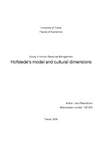 Research Papers 'Hofstede’s Model and Cultural Dimensions', 1.