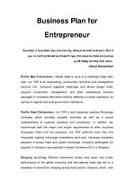 Research Papers 'Business Plan for Entrepreneur', 1.