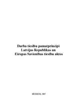 Research Papers 'Darba tiesību pamatprincipi Latvijas Republikas un ES tiesību aktos', 1.