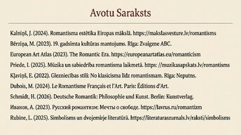 Presentations 'Romantisms', 21.