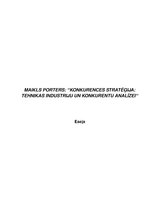 Essays 'Maikls Porters "Konkurences stratēģija - tehnikas industriju un konkurentu analī', 1.