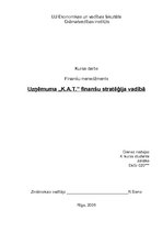 Research Papers 'Uzņēmuma "K.A.T." finanšu stratēģija vadībā', 1.