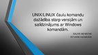 Research Papers 'Unix/Linux čaulu komandu dažādība starp versijām un salīdzinājums ar Windows', 21.