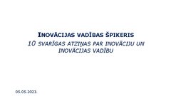 Presentations '10 svarīgas atziņas par inovāciju un inovācijas vadību', 1.