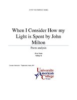 Summaries, Notes '"When I Consider How My Light is Spent" by John Milton', 1.