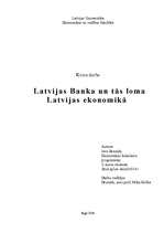 Research Papers 'Latvijas Banka un tās loma Latvijas ekonomikā', 1.