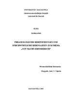 Research Papers 'Phraseologische Redewendungen und sprichwörterliche Redensarten zum Thema "Not m', 1.
