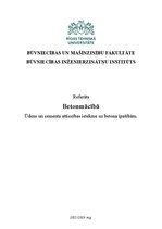 Research Papers 'Ūdens un cementa attiecības ietekme uz betona īpašībām', 1.