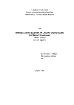 Research Papers 'Matricas un to saistība ar lineāru vienādojumu sistēmu atrisināšanu', 1.