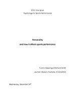 Summaries, Notes 'Personality and How It Affects Sports Performance', 1.