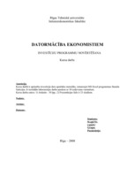 Research Papers 'Datormācība ekonomistiem. Investīciju programmu novērtēšana ', 1.