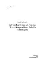 Research Papers 'Latvijas Republikas un Francijas Republikas prezidentu funkciju salīdzinājums', 1.