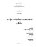 Research Papers 'Latvijas valsts lauksaimniecības politika', 1.