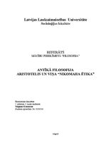 Research Papers 'Antīkā filosofija. Aristotelis un viņa "Nikomaha ētika"', 1.