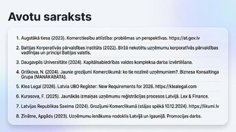 Presentations 'Organizatoriski - tiesiskās biznesa formas Latvijā 2025.-2026.gadā', 14.
