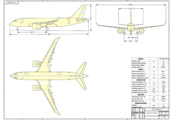Term Papers 'Vidējo attālumu lidmašīnas konstrukcijas izstrāde no moderniem materiāliem un sp', 94.