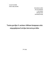Research Papers 'Tautas partijas 9.Saeimas vēlēšanu kampaņas seku atspoguļojums Latvijas internet', 1.