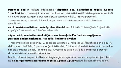 Presentations 'Fizisko personu datu apstrādes likums', 7.