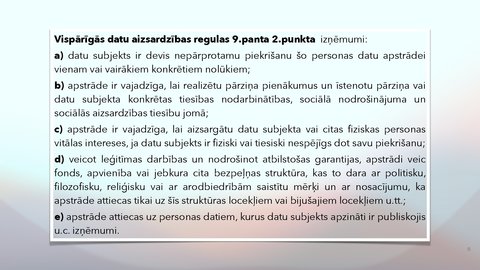 Presentations 'Fizisko personu datu apstrādes likums', 8.