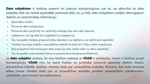 Presentations 'Fizisko personu datu apstrādes likums', 25.