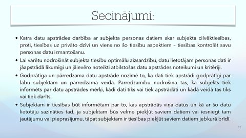 Presentations 'Fizisko personu datu apstrādes likums', 32.