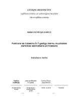 Term Papers 'Folklora kā līdzeklis 5-7 gadīgu bērnu muzikālās darbības sekmēšanā pirmsskolā -', 1.