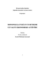 Research Papers 'Monopoli Latvijā un to ietekme uz valsts ekonomisko attīstību', 1.