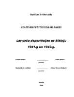 Research Papers 'Latviešu deportācijas uz Sibīriju 1941. un 1949.gadā', 1.