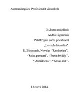 Summaries, Notes 'Rūdolfs Blaumanis. Noveles', 1.