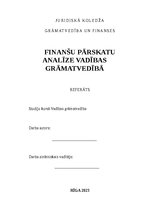 Research Papers 'Finanšu pārskatu analīze vadības grāmatvedībā', 1.