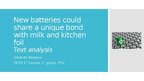 Presentations 'New batteries could share a unique bond - article analysis', 1.