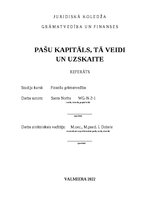 Research Papers 'Pašu kapitāls, tā veidi un uzskaite', 1.