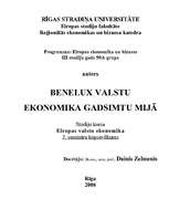 Summaries, Notes 'Beniluksa valstu ekonomika gadsimtu mijā', 1.