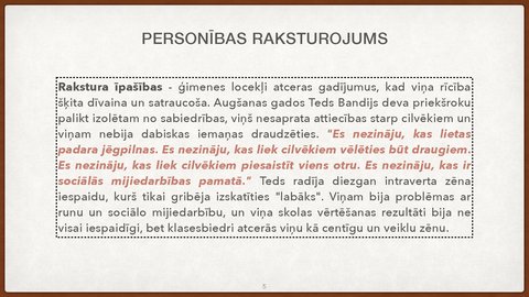 Presentations 'Personības psiholoģiskā analīze Teds Bandijs', 5.