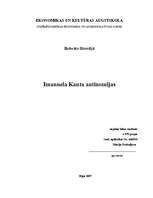 Research Papers 'Imanuela Kanta antinomijas', 1.