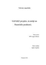 Research Papers 'SAPARD projekts, tā mērķi un finansiālie pasākumi', 1.