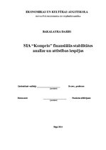 Term Papers 'SIA "X" finansiālās stabilitātes analīze un attīstības iespējas', 1.