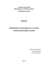 Research Papers 'Globalizācijas un integrācijas procesi Latvijas tautsaimniecībā pēdējos desmit g', 1.