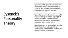 Presentations 'Hans Eysenck', 3.
