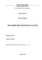 Research Papers 'Testamentārā mantošana Latvijā', 1.