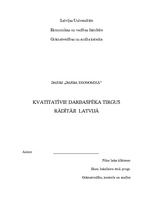 Research Papers 'Kvantitatīvie darbaspēka tirgus rādītāji Latvijā', 1.