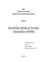 Research Papers 'Investīciju ietekme uz Latvijasekonomikas attīstību', 1.