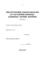 Research Papers 'Privāttiesību raksturojums un to nozīme romāņu-ģermāņu tiesību sistēmā', 1.