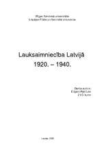 Research Papers 'Lauksaimniecība Latvijā no 1920.–1940.gadam', 1.