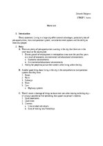 Samples 'Living in a large city - essay outline', 1.