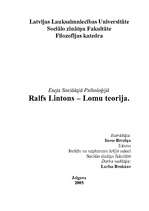Essays 'Ralfs Lintons "Lomu teorija"', 5.