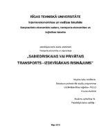 Research Papers 'Sabiedriskaias vai privātais transports - izdevīgākais risinājums', 1.